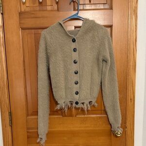 Cider Fuzzy Tan Button-Up Cardigan
